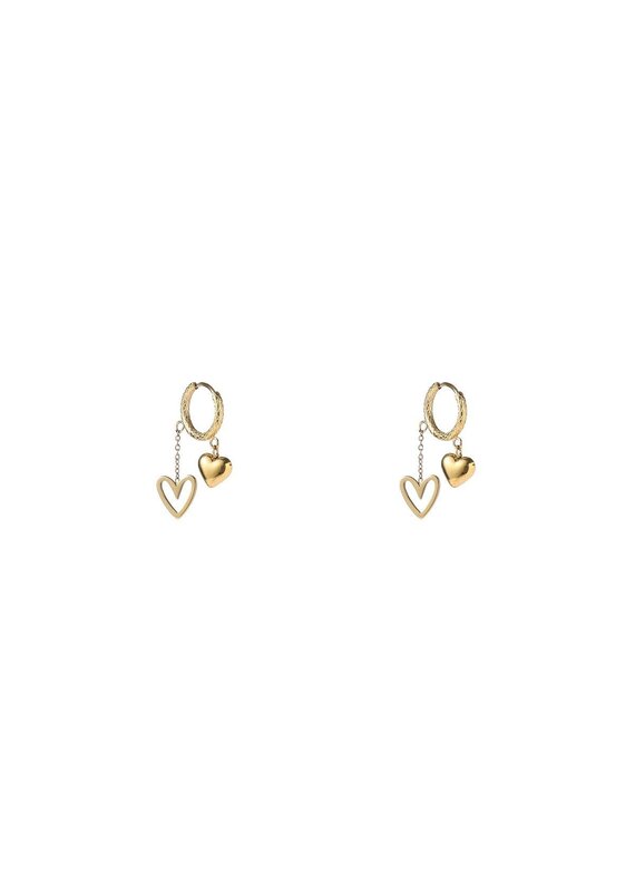 Go Dutch Label D&E - Double heart hoop - goud