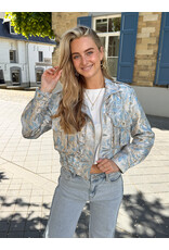 21Jewelz Jacquard bomber jack met bloemen- blauw