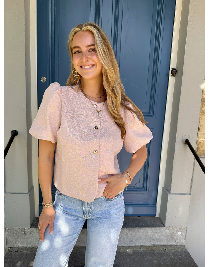 21Jewelz Pofmouw top met structuur - roze