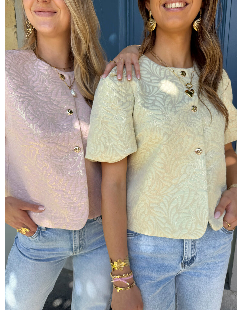 21Jewelz Pofmouw top met structuur - roze
