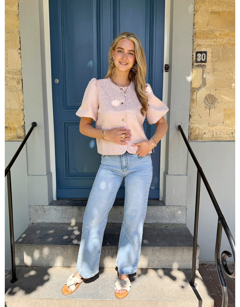 21Jewelz Pofmouw top met structuur - roze