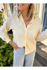 21Jewelz Gestreepte blouse met geborduurde bloemen - geel