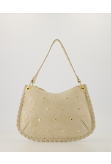 21Jewelz Tasje met stiksels en gouden studs - suede ecru