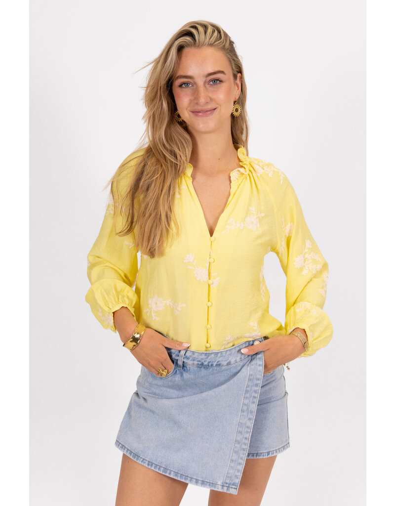 21Jewelz Gele blouse met witte borduursels