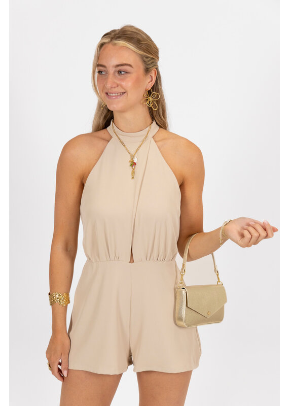 21Jewelz Halter playsuit met open rug - ecru