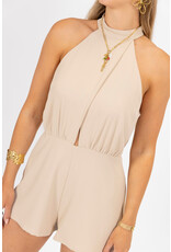 21Jewelz Halter playsuit met open rug - ecru