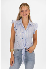 21Jewelz Gestreepte mouwloze top met hartjes - blauw