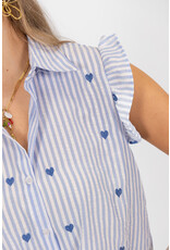21Jewelz Gestreepte mouwloze top met hartjes - blauw