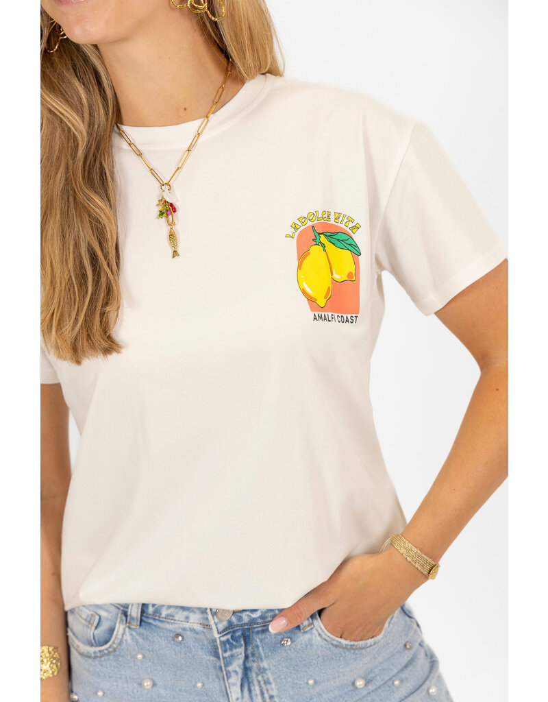 21Jewelz T-shirt Amalfi met citroen - wit