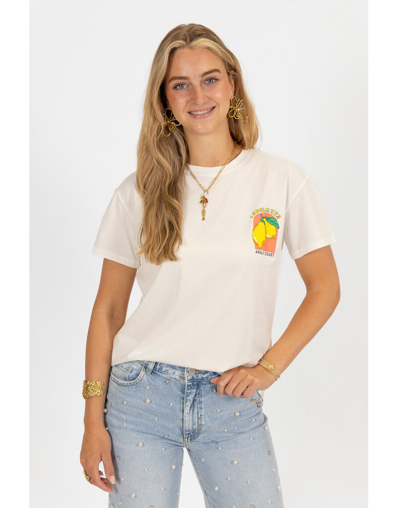 21Jewelz T-shirt Amalfi met citroen - wit