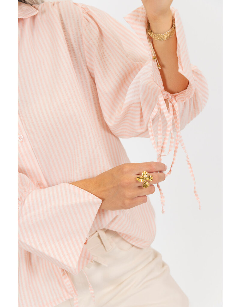 21Jewelz Gestreepte blouse met strikje - koraal