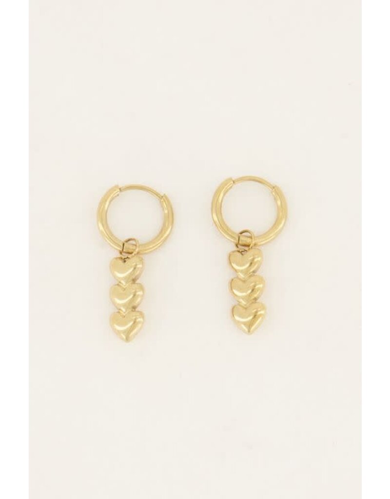 My Jewellery Oorringen met drie hartjes - goud