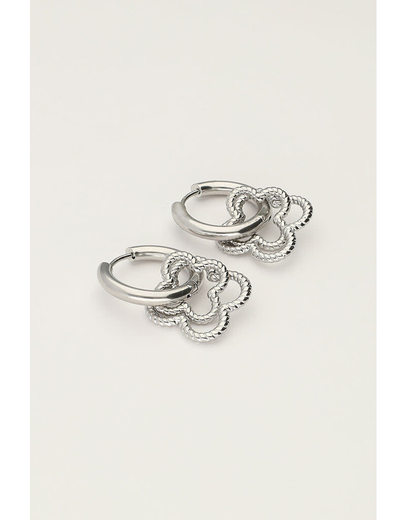 My Jewellery My Jewellery | Oorringen met dubbele klaver - zilver