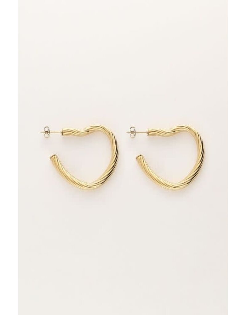 My Jewellery Vintage oorringen met open hartjes - goud
