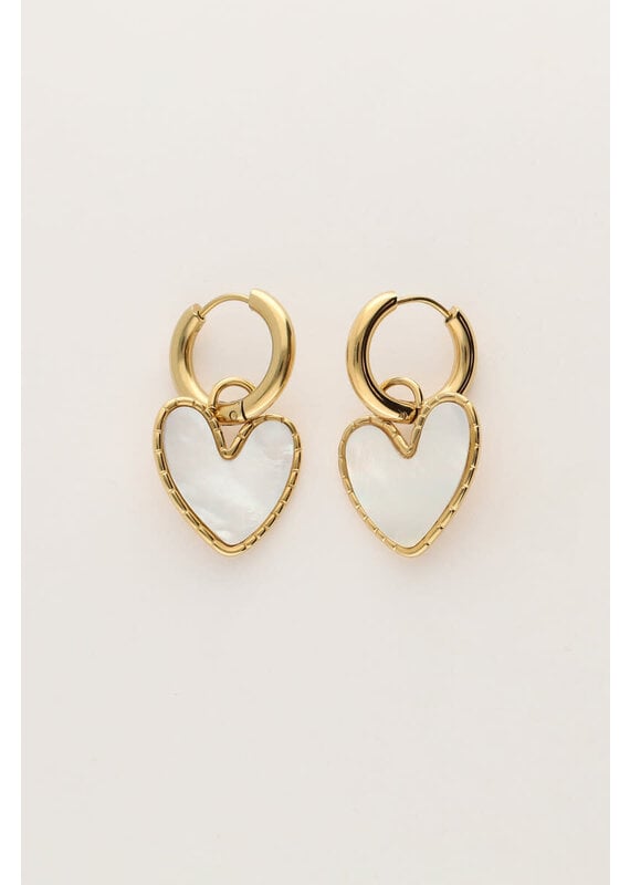 My Jewellery My Jewellery | Oorringen met parelmoer hartje