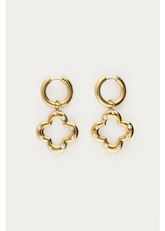 My Jewellery My Jewellery | Oorringen met klaver & imitatieparels