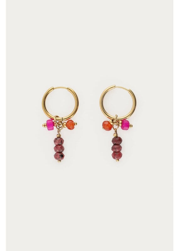 My Jewellery My Jewellery | Sunrocks oorringen met paarse & oranje steentjes