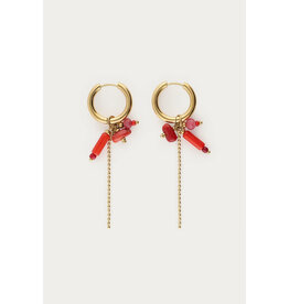 My Jewellery My Jewellery | Sunrocks oorringen met rode stenen & balletjes