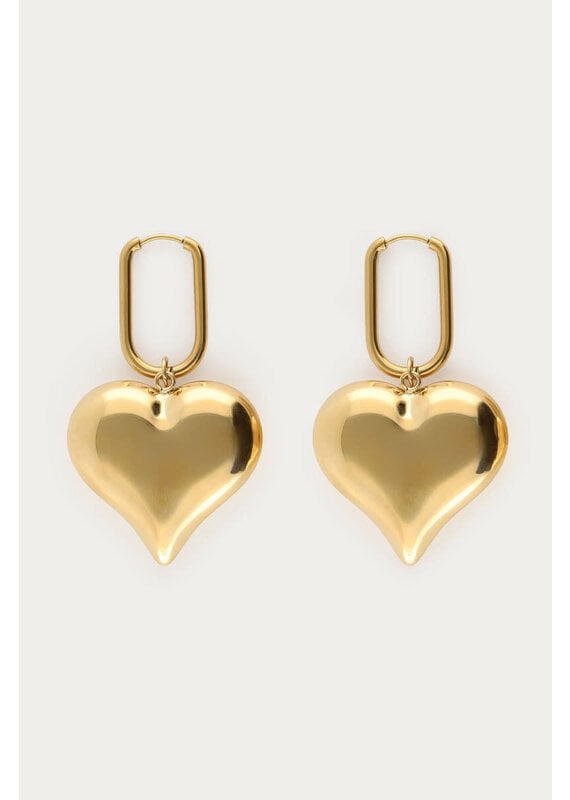 My Jewellery My Jewellery | Statement oorbellen rechthoekige met hartvormige bedel