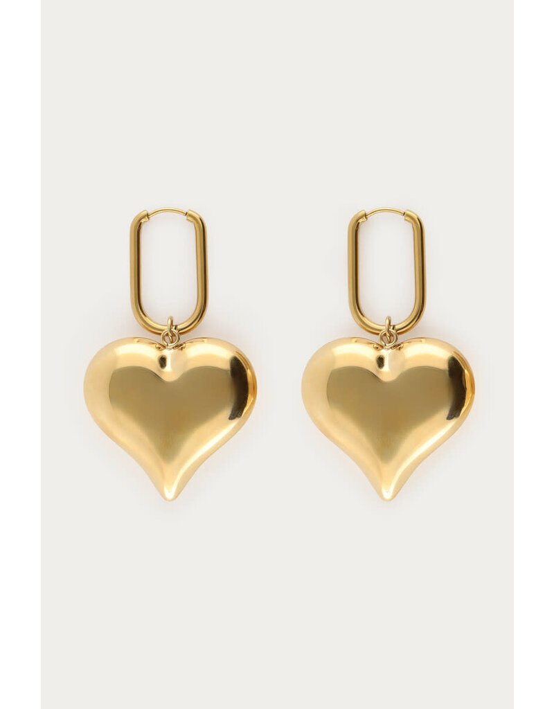 My Jewellery My Jewellery | Statement oorbellen rechthoekige met hartvormige bedel