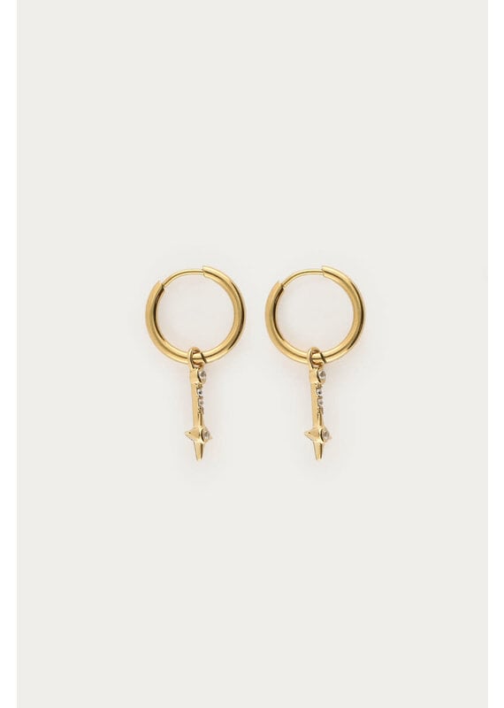 My Jewellery My Jewellery | Nomads minimalistische oorringen met ster en strass - goud