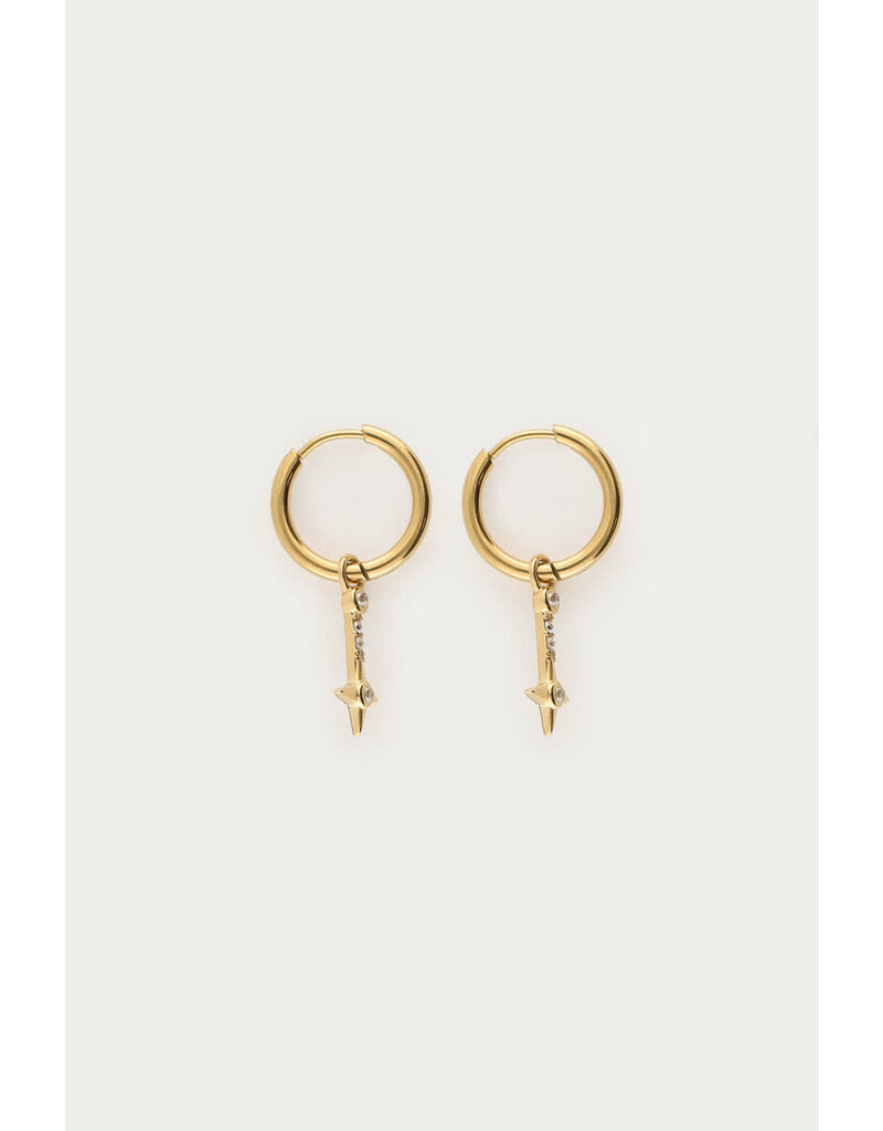 My Jewellery My Jewellery | Nomads minimalistische oorringen met ster en strass - goud