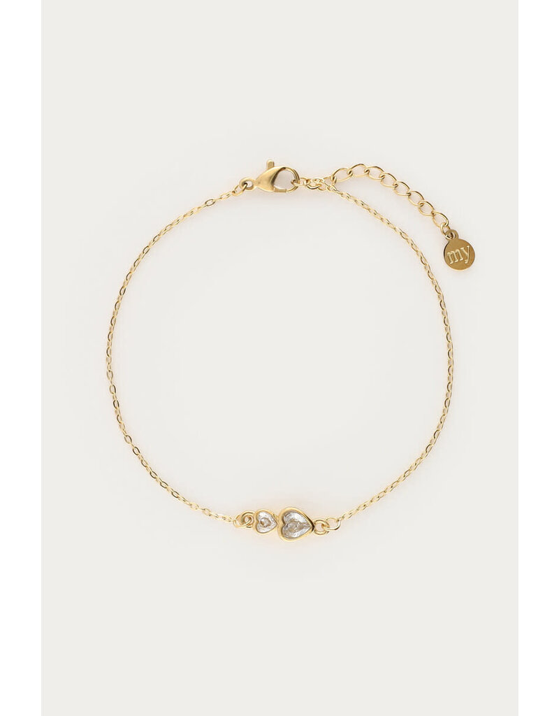 My Jewellery My Jewellery | Armband dubbel strass hartje