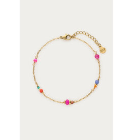 My Jewellery My Jewellery | Armband met roze & blauwe kralen - goud