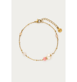 My Jewellery My Jewellery | Armband met zoetwaterparels & roze kralen - goud