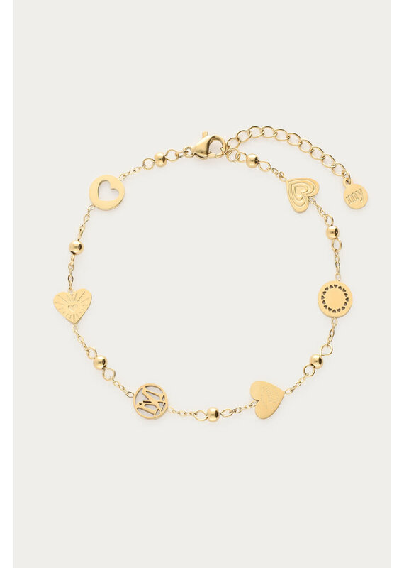My Jewellery My Jewellery | Armband met hartjes & bolletjes - goud
