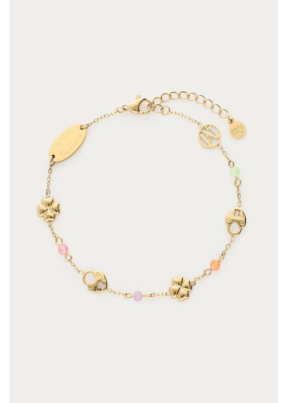21Jewelz My Jewellery | Armband met klaver & slotje - goud
