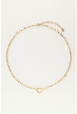 My Jewellery My Jewellery - Schakelketting met klein open hart bedel - goud
