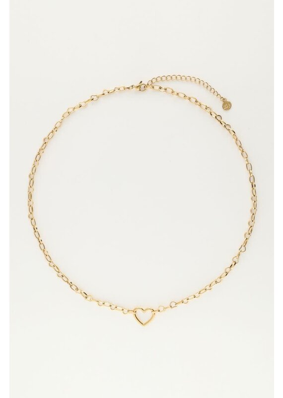 My Jewellery My Jewellery - Schakelketting met klein open hart bedel - goud