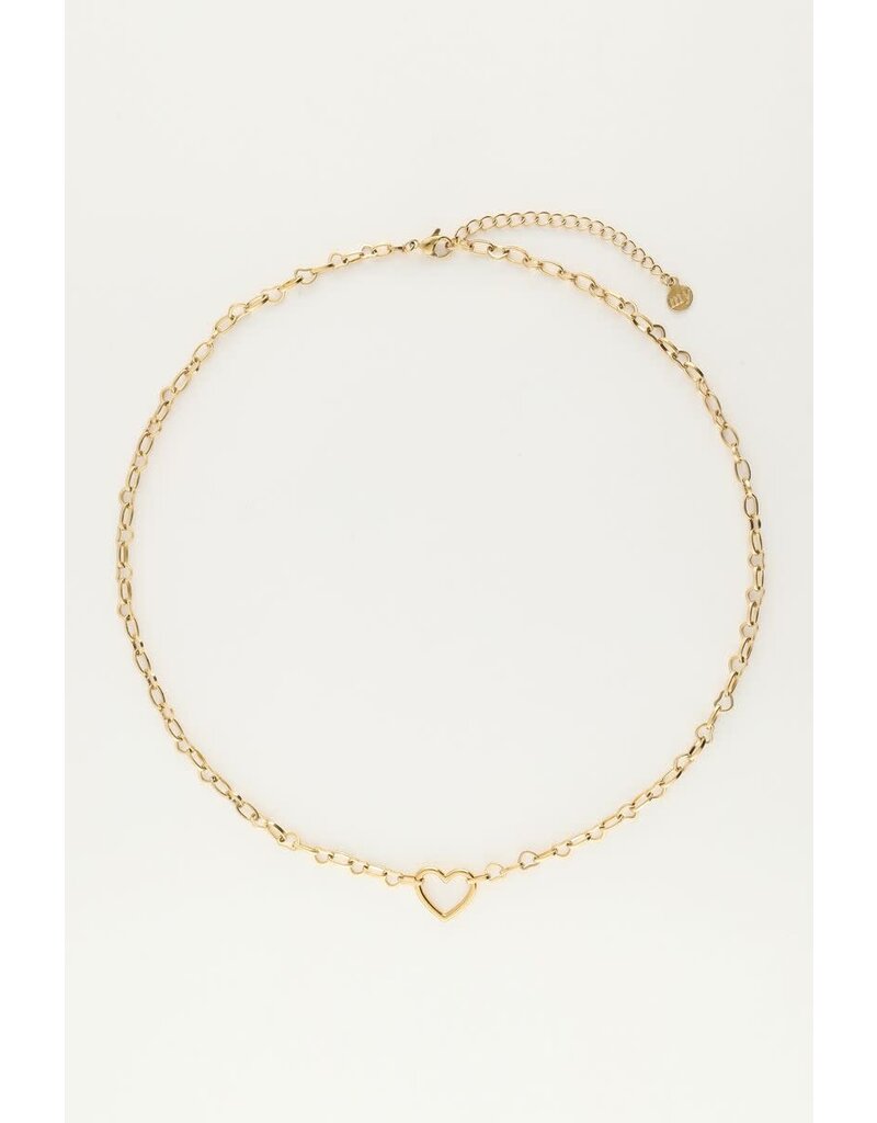 My Jewellery My Jewellery - Schakelketting met klein open hart bedel - goud