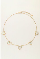 My Jewellery My Jewellery | Fijne ketting met parelmoer hartjes - goud