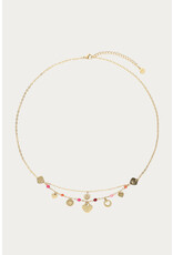 My Jewellery My Jewellery | Ketting bedels met hartjes, rode & roze kralen - goud