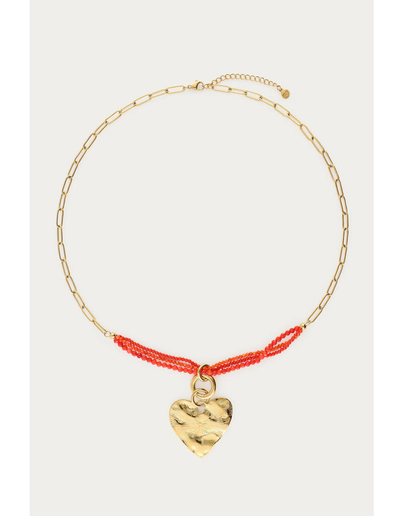 My Jewellery My Jewellery | Nomads schakelketting met hartje en kralen - goud