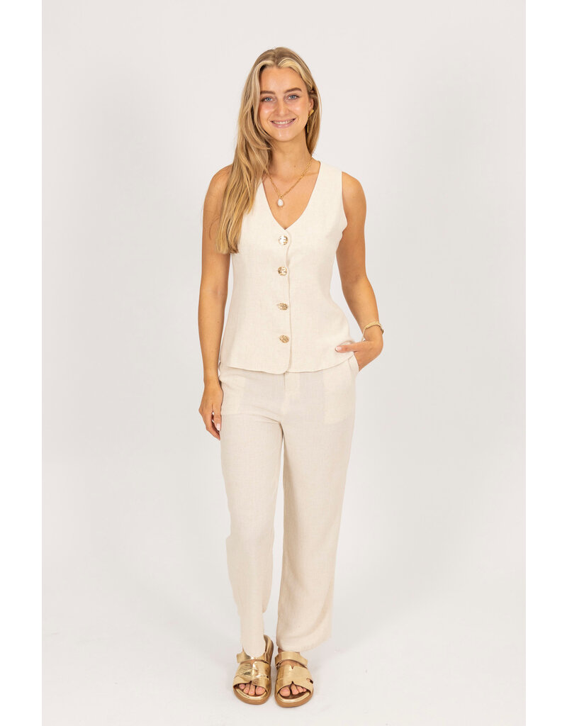 21Jewelz Linnenlook pantalon - ecru