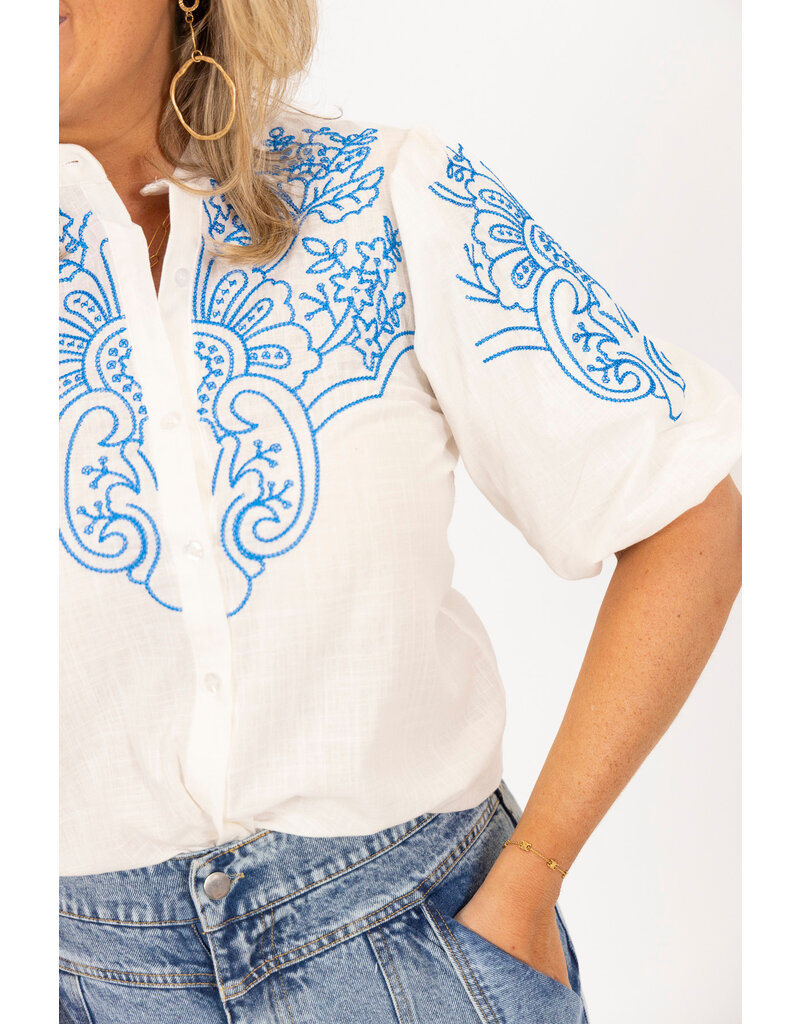 21Jewelz Blouse met pofmouw en stiksel - wit