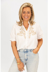 21Jewelz Blouse met korte mouw en borduursel - wit/goud