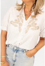 21Jewelz Blouse met korte mouw en borduursel - wit/goud