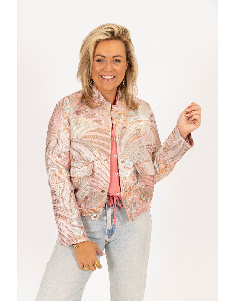 21Jewelz Jacquard bomber jack met roze print