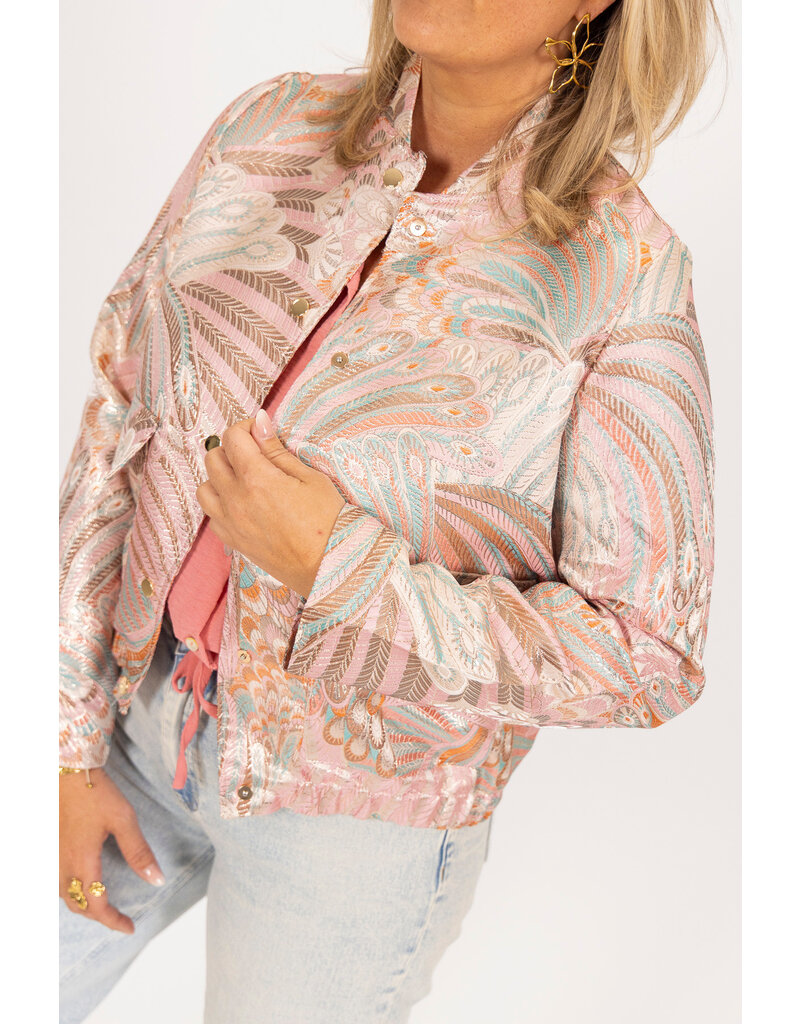 21Jewelz Jacquard bomber jack met roze print