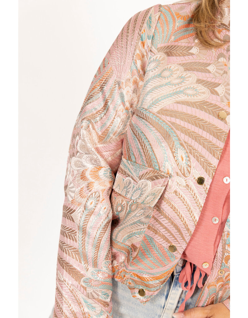 21Jewelz Jacquard bomber jack met roze print