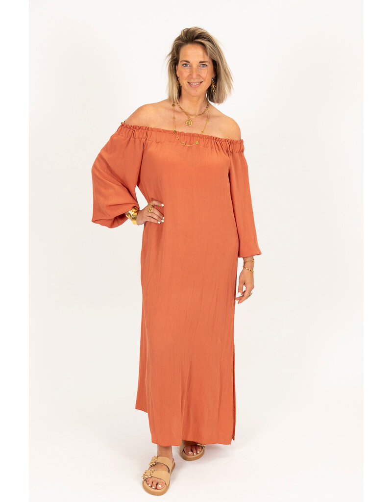21Jewelz Off shoulder jurk - roest