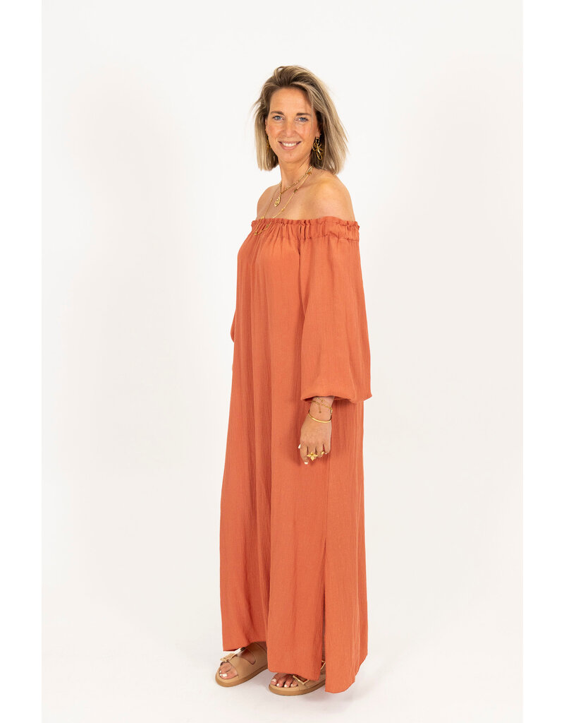 21Jewelz Off shoulder jurk - roest