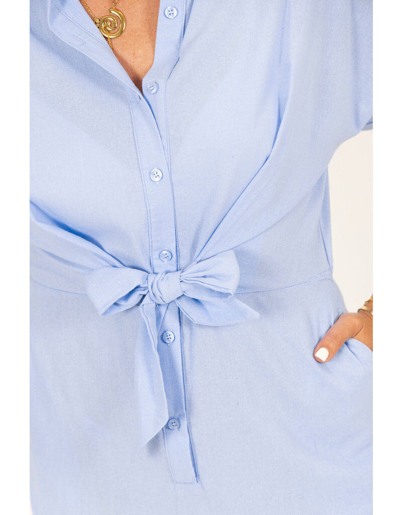 21Jewelz Lange blouse jurk met strik - lichtblauw