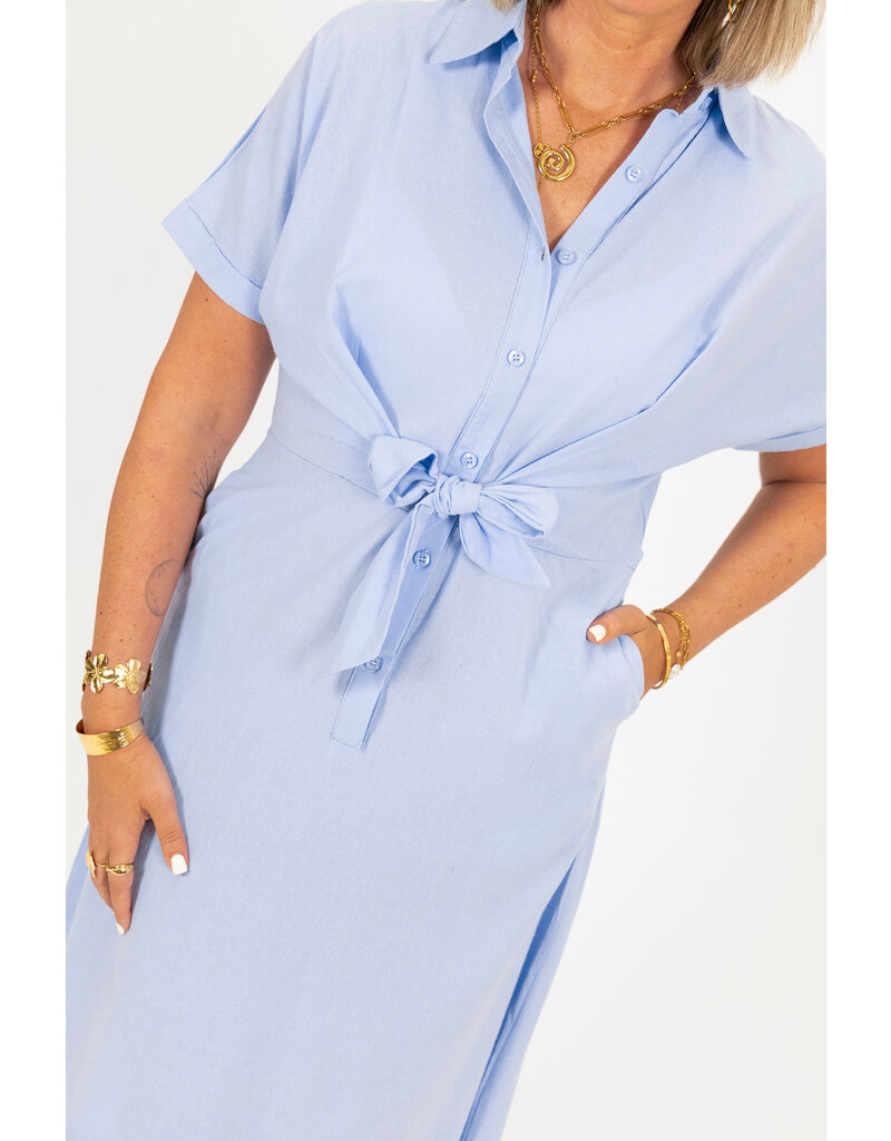 21Jewelz Lange blouse jurk met strik - lichtblauw