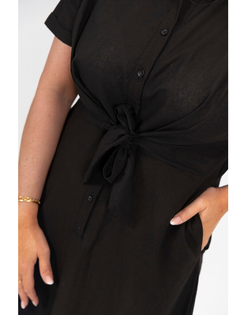 21Jewelz Lange blouse jurk met strik - zwart
