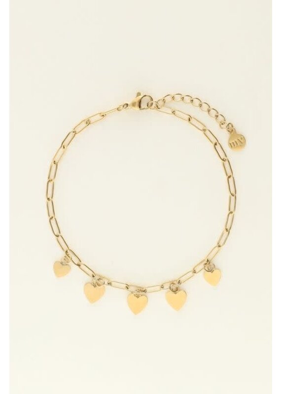 My Jewellery Universe armband met kleine hartjes - goud